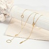 Ion Plating(IP) 304 Stainless Steel Ring Tassel Pendant Cable Chain Necklaces for Women NJEW-P320-04G-1