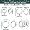 Beebeecraft 12Pcs 3 Style 201 Stainless Steel Huggie Hoop Earring Findings STAS-BBC0004-91P-2