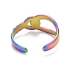 Ion Plating(IP) Rainbow Color 304 Stainless Steel Interlock Knot Shape Open Cuff Ring for Women RJEW-C025-13M-3