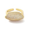 Brass with Cubic Zirconia Open Cuff Rings for Women RJEW-A035-22G-2