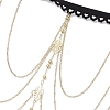 Brass Layered Leaf Tassel Thigh Leg Chains AJEW-AN00656-3