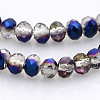 Half Plated Faceted Rondelle Glass Beads Strands GLAA-A024B-HP07-1