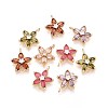 Brass Pave Cubic Zirconia Flower Connector Charms KK-T078-27G-1