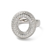 Letter Brass Micro Pave Clear Cubic Zirconia Open Cuff Ring for Women RJEW-N046-03O-P-2