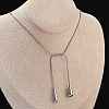 304 Stainless Steel Snake Chain Lariat Necklaces with Teardrop Ends NJEW-D300-02G-1