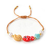Summer Beach AdHandmade Porcelain Fish Shell Shape and Plastic Pearl Braided Bead Bracelets for Women WG2D1DA-01-1