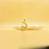 Moon & Heart Brass Micro Pave Clear Cubic Zirconia Pendant Necklaces FS-WG7C282-01-4