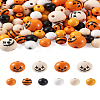 Craftdady 140Pcs Halloween Theme Painted Natural Wood Beads WOOD-CD0001-19-17