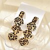 Leopard Print Alloy Dangle Stud Earrings EJEW-K304-01B-G-4