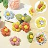 6Pcs 6 Styles Flower Cotton Brooches JEWB-CJ0001-72-3