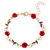 Alloy Rose Flower Link Bracelets for Women WH-WG20E2D-02-1
