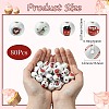 80Pcs 4 Styles Coffee Printed Wooden European Beads WOOD-CJ0001-82-2