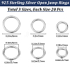 Beebeecraft 60Pcs 3 Styles 925 Sterling Silver Open Jump Rings STER-BBC0006-20-2