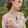 FIBLOOM 2 Sets 2 Colors Teardrop with Flower Glass Dangle Earrings & Pendant Necklace SJEW-FI0001-14-6