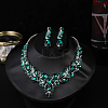 Teardrop Alloy Rhinestone Pendant Necklaces & Stud Dangle Earrings Sets WGA4CA9-08-1