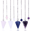 4Pcs 4 Styles Natural Blue Spot Jasper & Rose Quartz & Amethyst & Quartz Crystal  Dowsing Pendulums NJEW-ME0001-20-1