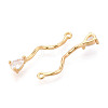 Brass Micro Pave Clear Cubic Zirconia Pendants KK-T078-01G-01-2