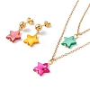 Synthetic Shell Star Pendant Double Layer Necklaces and Dangle Stud Earrings SJEW-F217-01A-G-2