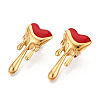 Heart 304 Stainless Steel Enamel Stud Earrings EJEW-T047-26G-A-1