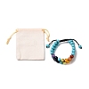 Round Synthetic Turquoise(Dyed) & Mixed Stone Braided Bead Bracelet for Girl Wome BJEW-JB06961-03-7