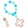 Wood & Silicone Rose Beads Hanging Ornametns HJEW-BM00073-7