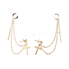 Brass Hanging Chain Dangle Stud Earrings with Ear Cuff EJEW-TA00148-2