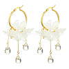 Acrylic & Glass & Shell Pearl Hoop Earrings for Women EJEW-TA00564-1