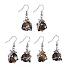 Natural Tiger Eye Dragon Dangle Earrings EJEW-A092-12P-13-1