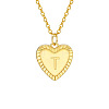 Golden Tone Brass Cable Chain Letter Heart Pendant Necklaces for Women PW-WG67FD6-20-1