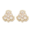 Brass Micro Pave Cubic Zirconia Stud Earring Findings KK-Z094-09G-2