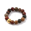 Natural Bloodstone Round Beaded Stretch Ring for Women RJEW-WH0014-01G-2