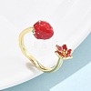Brass with Enamel Cuff Open Rings for Women LS-RJEW-Q019-01B-G-1