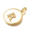 Rack Plating Brass Micro Pave Clear Cubic Zirconia Pendants with Shell KK-M309-42G-R-3