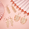 ANATTASOUL 3 Pairs 3 Style Alloy Leaf Long Dangle Earrings for Women EJEW-AN0001-73-7