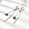 304 Stainless Steel Enamel Butterfly Tassel Hoop Earrings EJEW-G453-10P-2