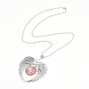 Zinc Tibetan Style Alloy Angel Wing Heart Pendant Necklaces NJEW-G328-B02-2