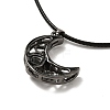Magnetic Moon & Star with Rhinestone Pendant Necklaces for Girl Women NJEW-B081-01A-8