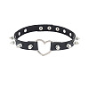 Spiked Rivet Alloy Heart Link PU Leather Choker Necklaces for Women FS-WGC3189-01-5