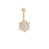 Brass Cubic Zirconia Flower Belly Rings WG7802B-05-2