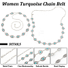 ARRICRAFT 2Pcs 2 Style Synthetic Turquoise Flower & Oval Link Chains Belt AJEW-AR0001-51-4