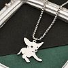 201 Stainless Steel Laser Cut Puppy Dog Pendant Box Chain Necklaces for Women Men NJEW-Q004-01P-3