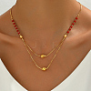 Fashionable Brass & Natural Carnelian(Dyed & Heated) Round Pendant Necklaces for Women IF1859-3-1