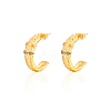 304 Stainless Steel Rhinestone Arch Stud Earrings GH0398-1-1