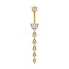 304 Stainless Steel Pave Clear Cubic Zirconia Curved Barbell Dangle Belly Rings FS-WG7A03F-12-1