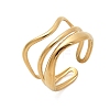 304 Stainless Steel Multilayer Open Cuff Rings for Women RJEW-Z077-01G-01-4