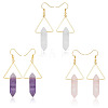 ANATTASOUL 3 Pairs 3 Style Natural Mixed Gemstone Triangle with Bullet Dangle Earrings EJEW-AN0002-27-1