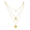 304 Stainless Steel Moon Pendant Triple Layered Necklace with Glass for Women NJEW-JN03871-2