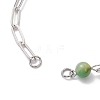 3Pcs 3 Styles Round Dyed Natural Red Agate & Peacock Green Agate & Carnelian & Brass Paperclip Chain Bracelet Making AJEW-JB01425-3