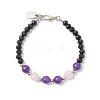 Natural Rose Quartz & Glass Round Beaded Bracelets for Women BJEW-JB12210-02-2