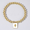 Personality Brass Round Bead Beaded Stretch Bracelets ST0339-8-1